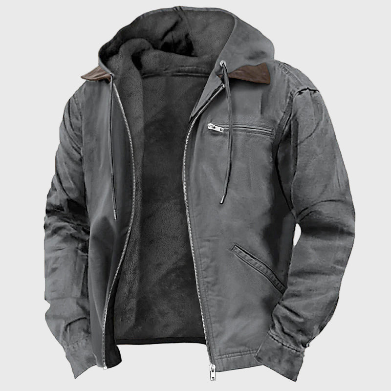 Heliot - Men's Fleece-Lined Hooded Canvas Jacket