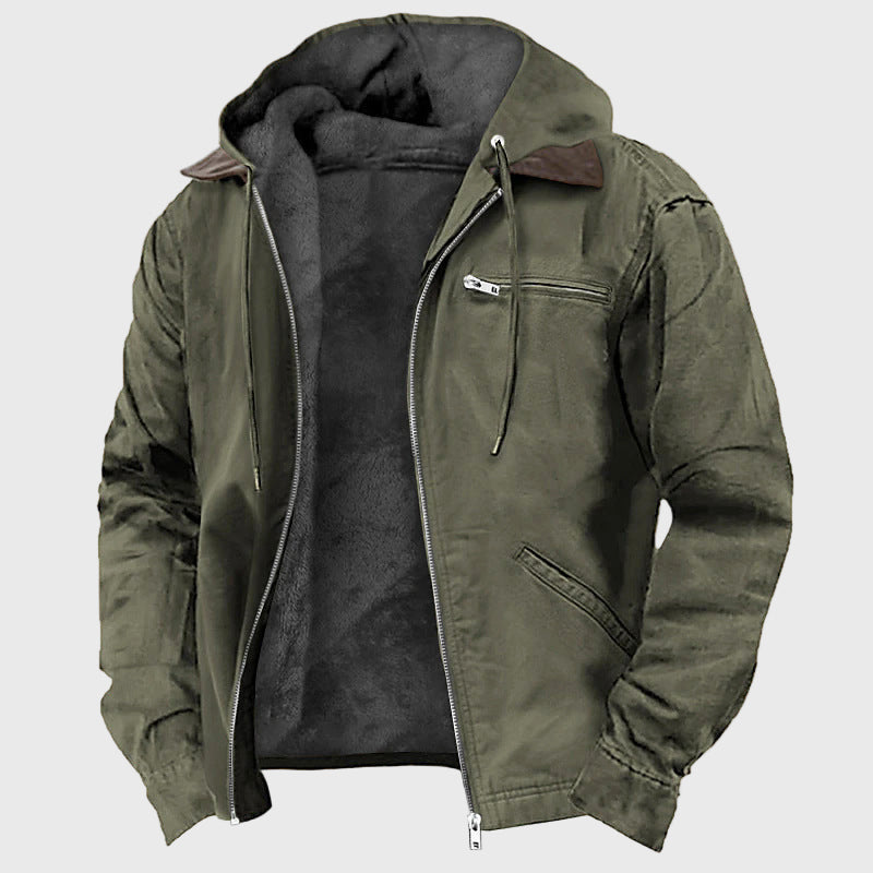 Heliot - Men's Fleece-Lined Hooded Canvas Jacket