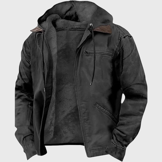 Heliot - Men's Fleece-Lined Hooded Canvas Jacket
