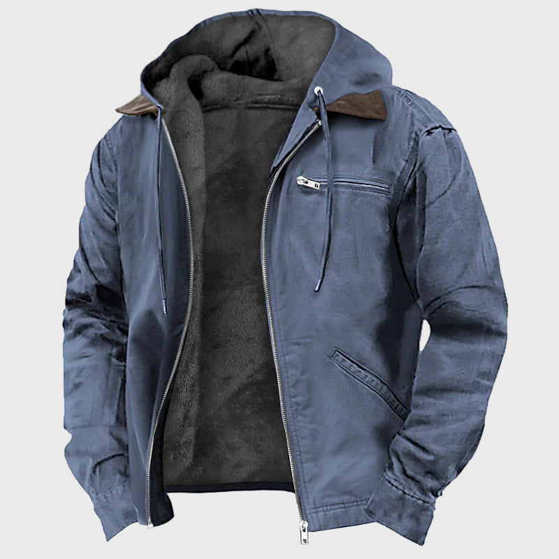 Heliot - Men's Fleece-Lined Hooded Canvas Jacket