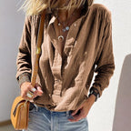 Iris - Women's Textured Button-Up Blouse