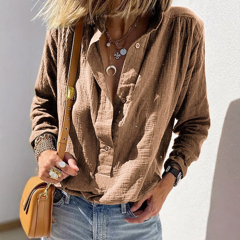 Iris - Women's Textured Button-Up Blouse