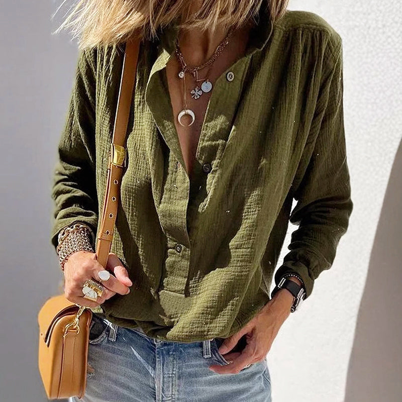 Iris - Women's Textured Button-Up Blouse