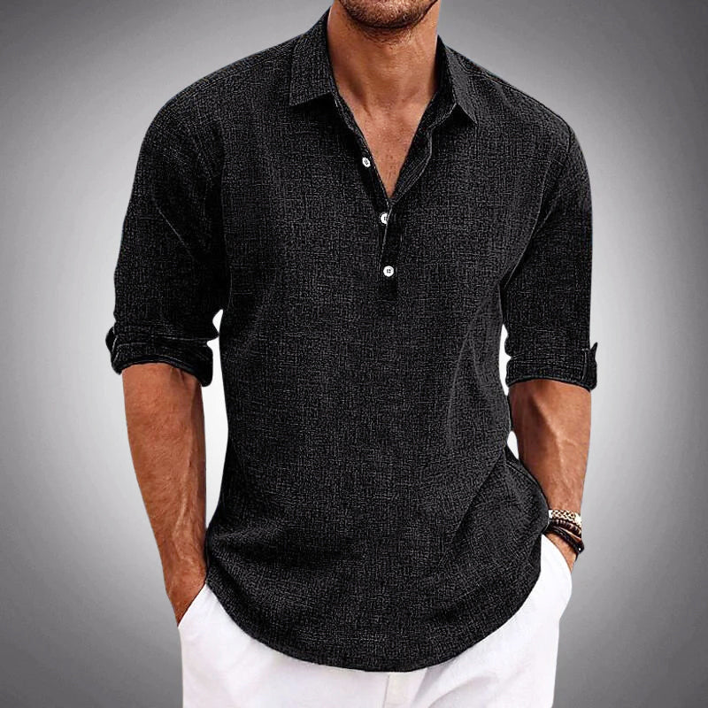 Irvin -  Men's Textured Half Placket Relaxed Shirt