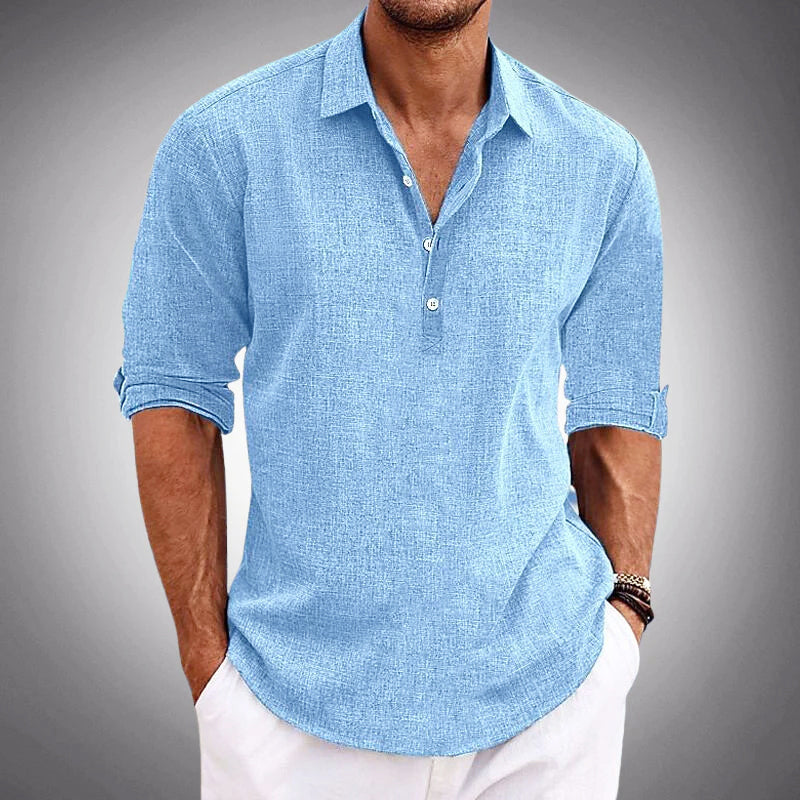 Irvin -  Men's Textured Half Placket Relaxed Shirt