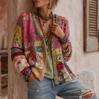 Isabella - Women's Patchwork Floral Cardigan with Button Front