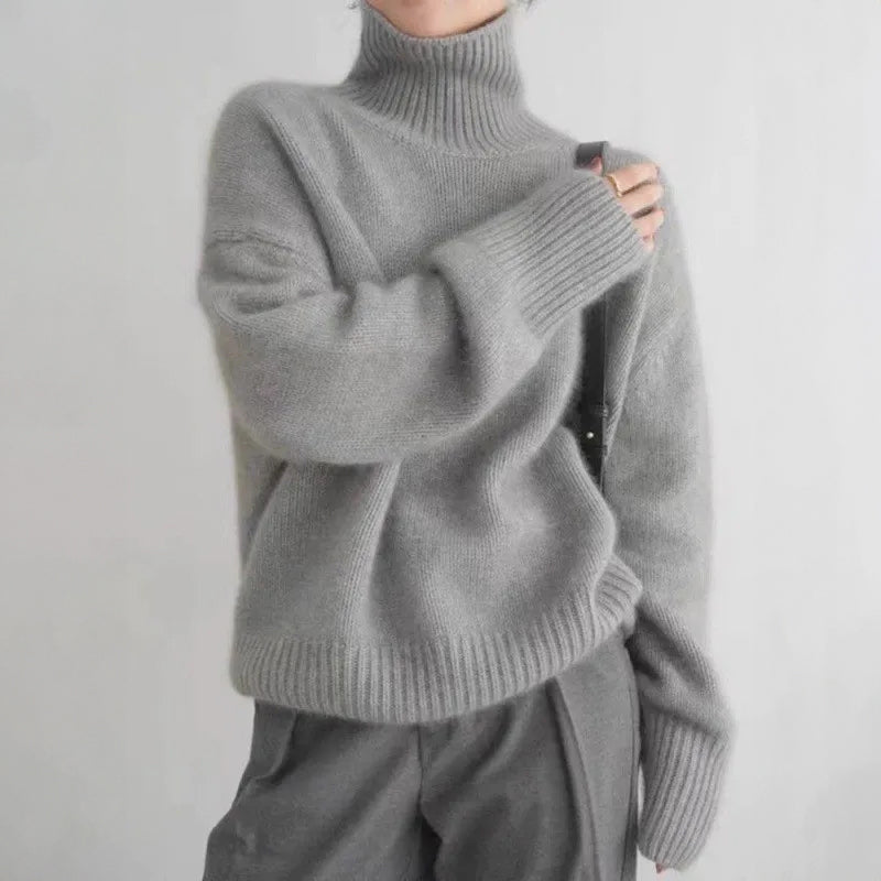 Isabelle - Women's Oversized Turtleneck Knit Sweater