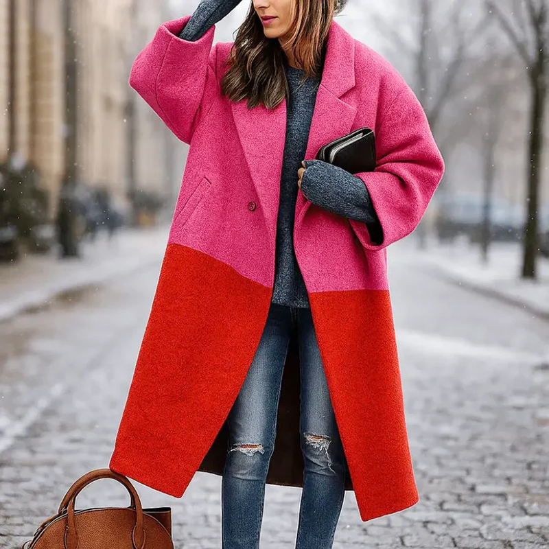 Ivy - Women's Oversized Wide Collar Woolen Long Coat