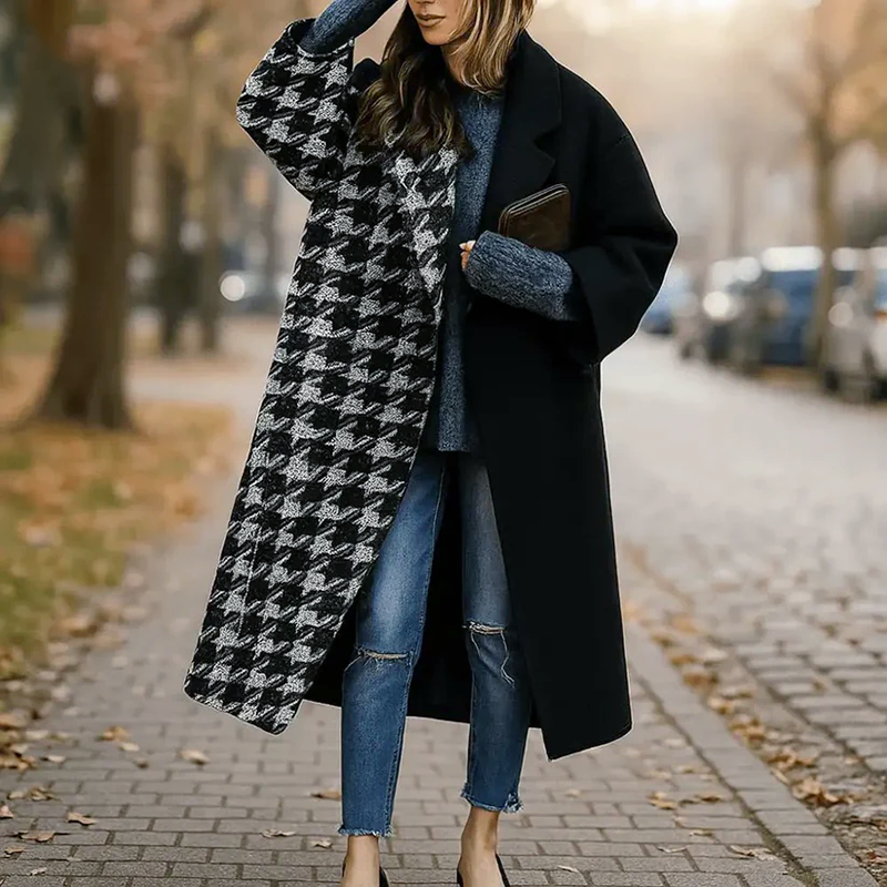 Ivy - Women's Oversized Wide Collar Woolen Long Coat