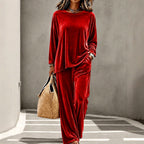 Jeanette - Women's Velvet Long Sleeve Matching Set