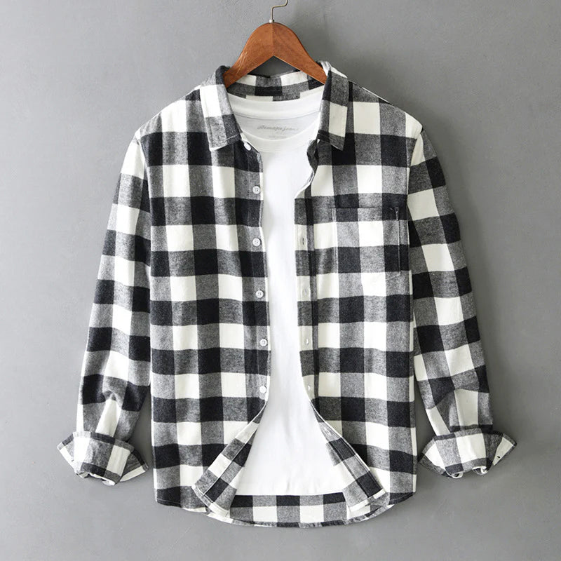 Julian - Men's Classic Fit Brushed Plaid Shirt