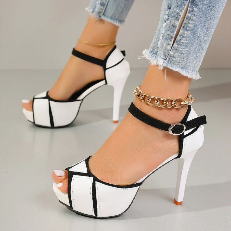 Kayla - Women's Color Block Platform High Heels