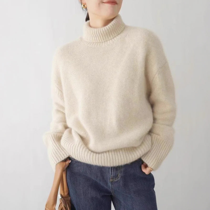 Krizza - Women's Oversized Turtleneck Knit Sweater