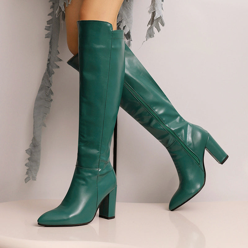 Leila - Women's Leather Knee-High Boots