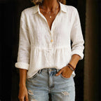 Leilani - Women's Cotton Roll Sleeve V-Neck Top