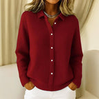 Lorraine - Women's Textured Knit Button-Up Sweater