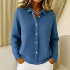 Lorraine - Women's Textured Knit Button-Up Sweater