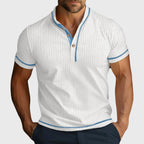 Louis - Men's Textured Contrast Trim Henley Shirt
