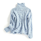 Lucia - Women's Cable Knit Cashmere Turtleneck Sweater