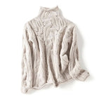 Lucia - Women's Cable Knit Cashmere Turtleneck Sweater