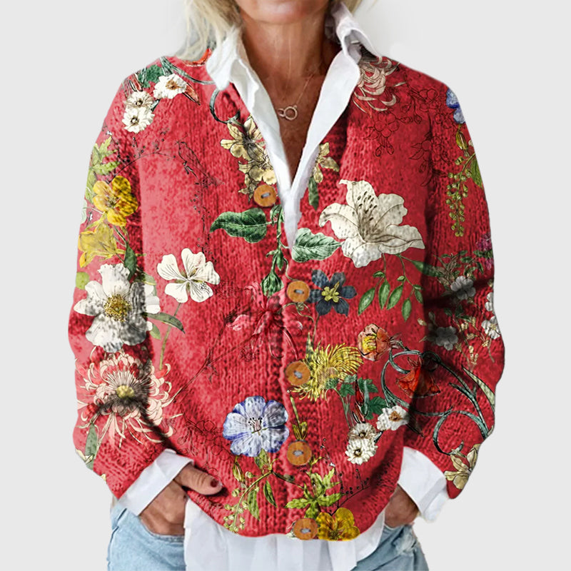 Lucia - Women's Vintage Floral Knit Cardigan