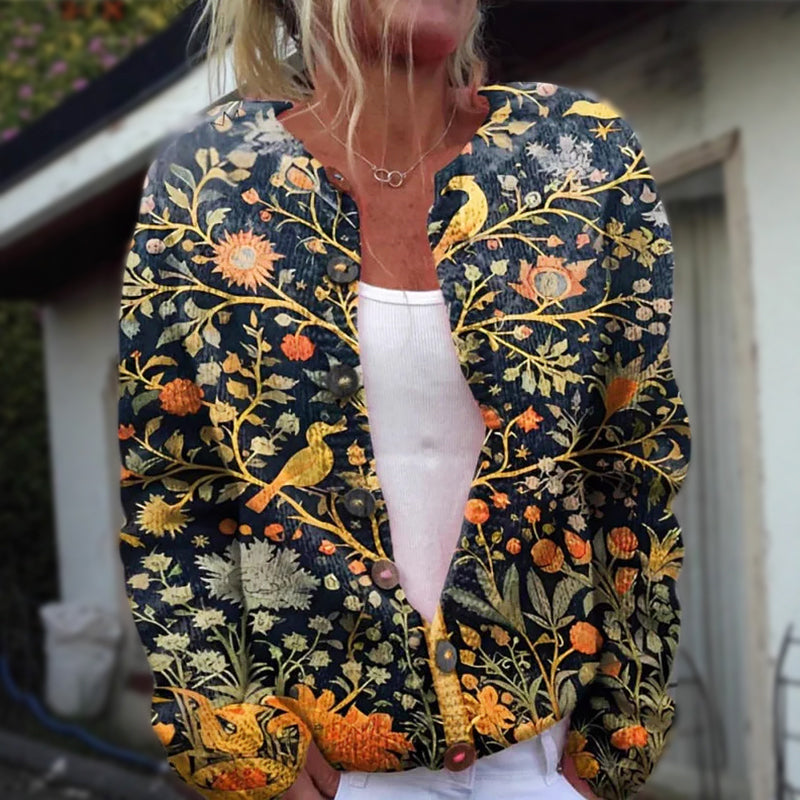 Lucia - Women's Vintage Floral Knit Cardigan