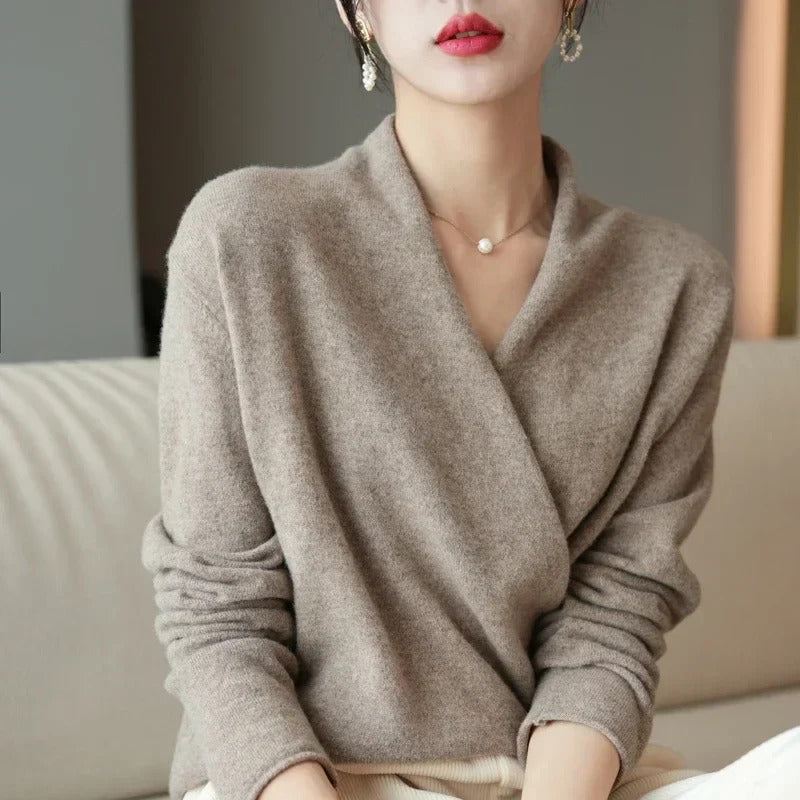 Lucinda - Women's Cashmere Wrap V-Neck Sweater