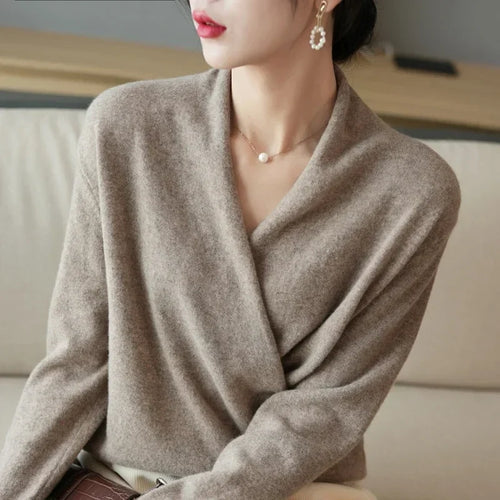 Lucinda - Women's Cashmere Wrap V-Neck Sweater