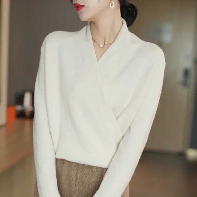 Lucinda - Women's Cashmere Wrap V-Neck Sweater