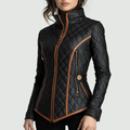 Lucy - Women's Contrast Trim Diamond Quilted Jacket