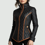 Lucy - Women's Contrast Trim Diamond Quilted Jacket
