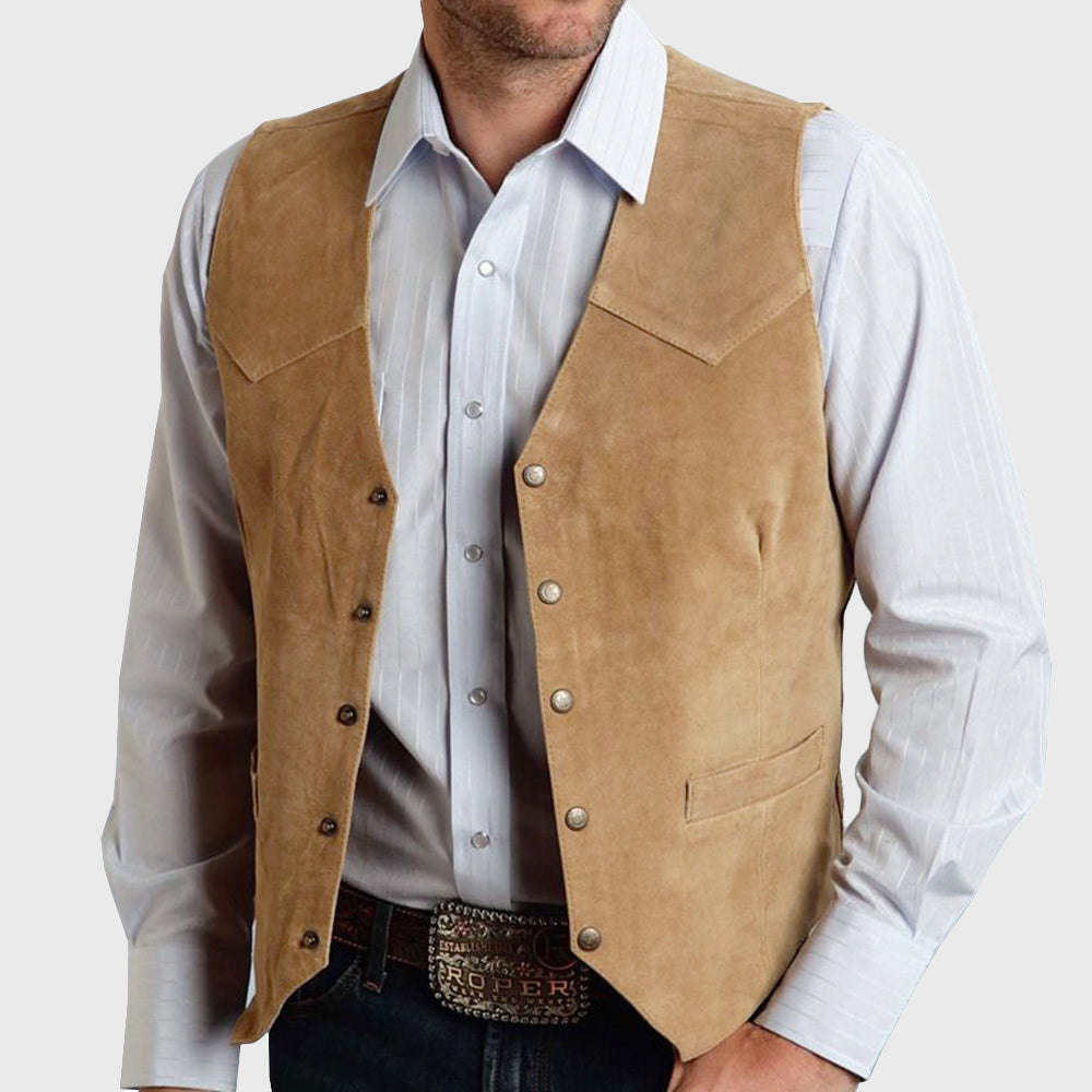 Luke - Men's Classic Western Suede Vest