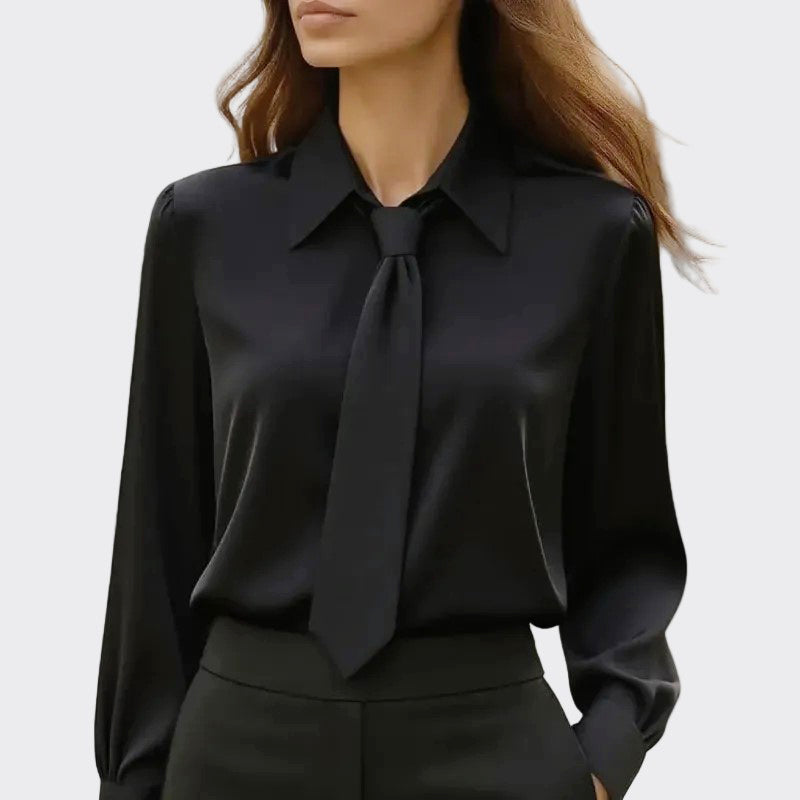 Maine  - Women's Satin Tie-Neck Blouse