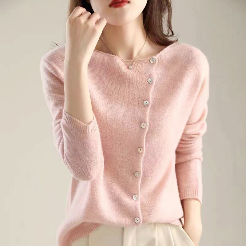 Mariana - Women's Asymmetrical Button Knit Sweater