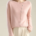 Mariana - Women's Asymmetrical Button Knit Sweater