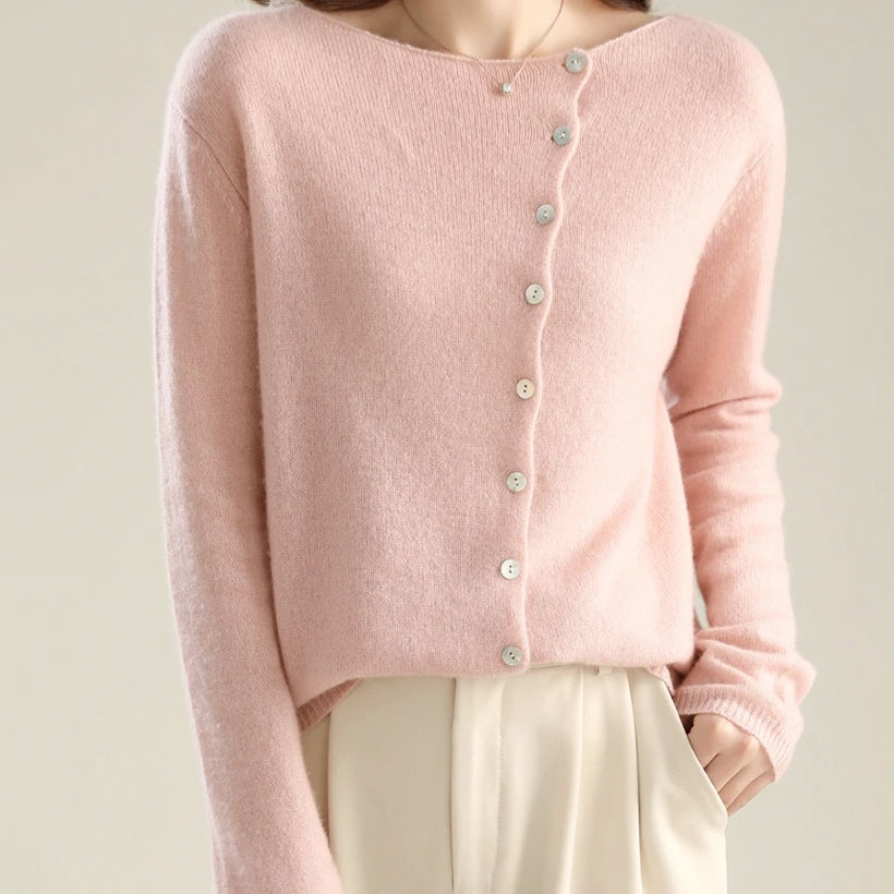 Mariana - Women's Asymmetrical Button Knit Sweater
