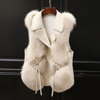 Marlowe - Women's Faux Fur Vest with Lapel Collar