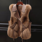Marlowe - Women's Faux Fur Vest with Lapel Collar
