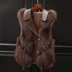Marlowe - Women's Faux Fur Vest with Lapel Collar