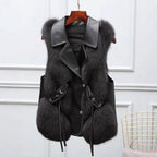 Marlowe - Women's Faux Fur Vest with Lapel Collar