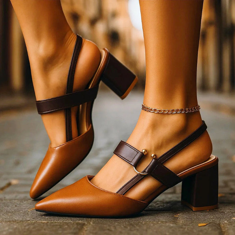 Matilda - Women's Pointed Toe Slingback Block Heels