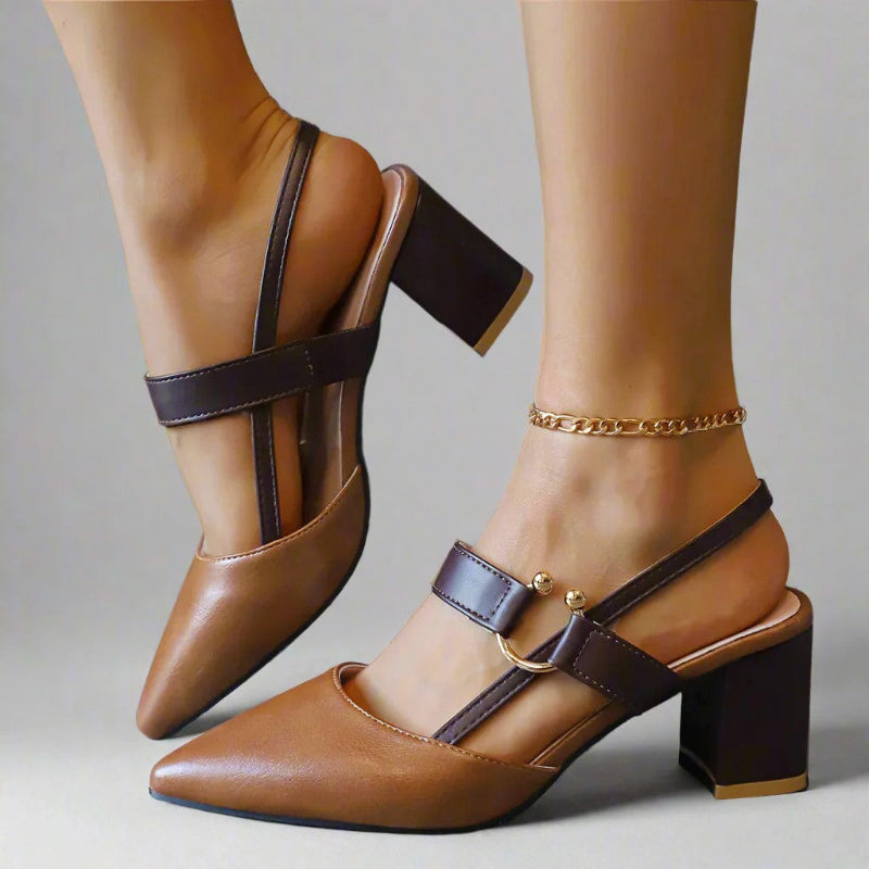Matilda - Women's Pointed Toe Slingback Block Heels