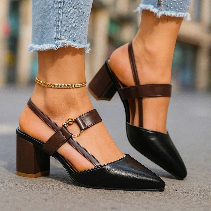 Matilda - Women's Pointed Toe Slingback Block Heels