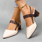 Matilda - Women's Pointed Toe Slingback Block Heels