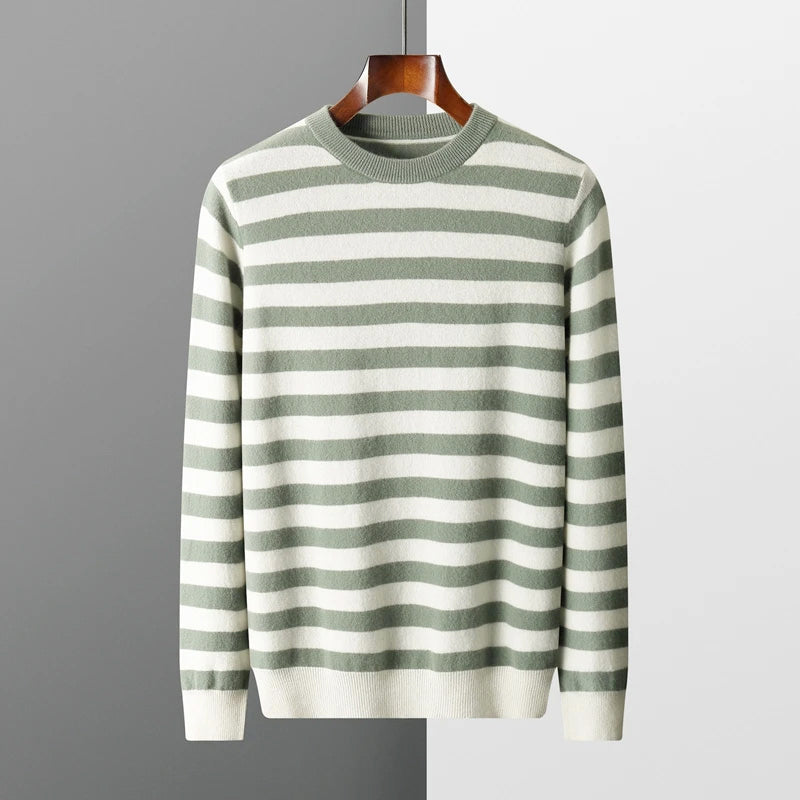 Maverick - Men's Striped Cashmere Crewneck Sweater