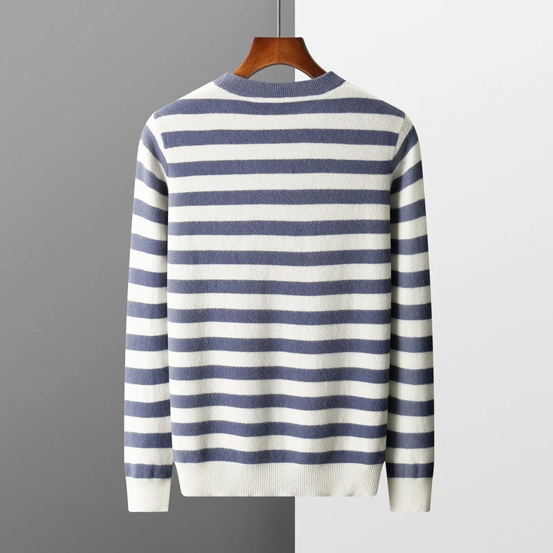 Maverick - Men's Striped Cashmere Crewneck Sweater