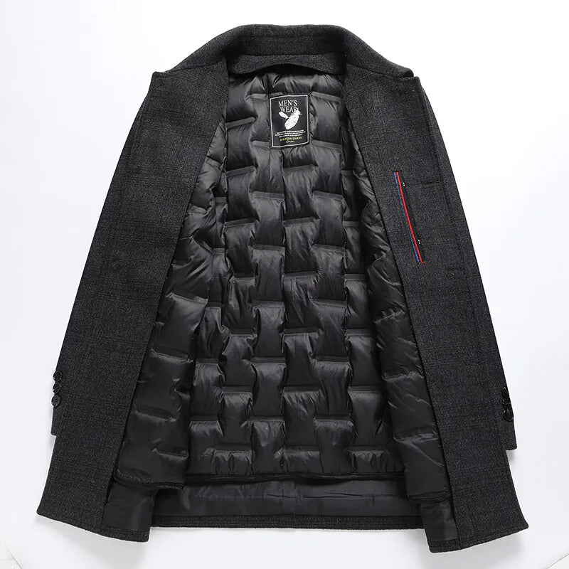 Max - Men's Plaid Overcoat with Button-Front Closure
