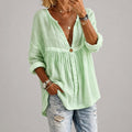 Maya - Women's Relaxed Pleated V-Neck Blouse
