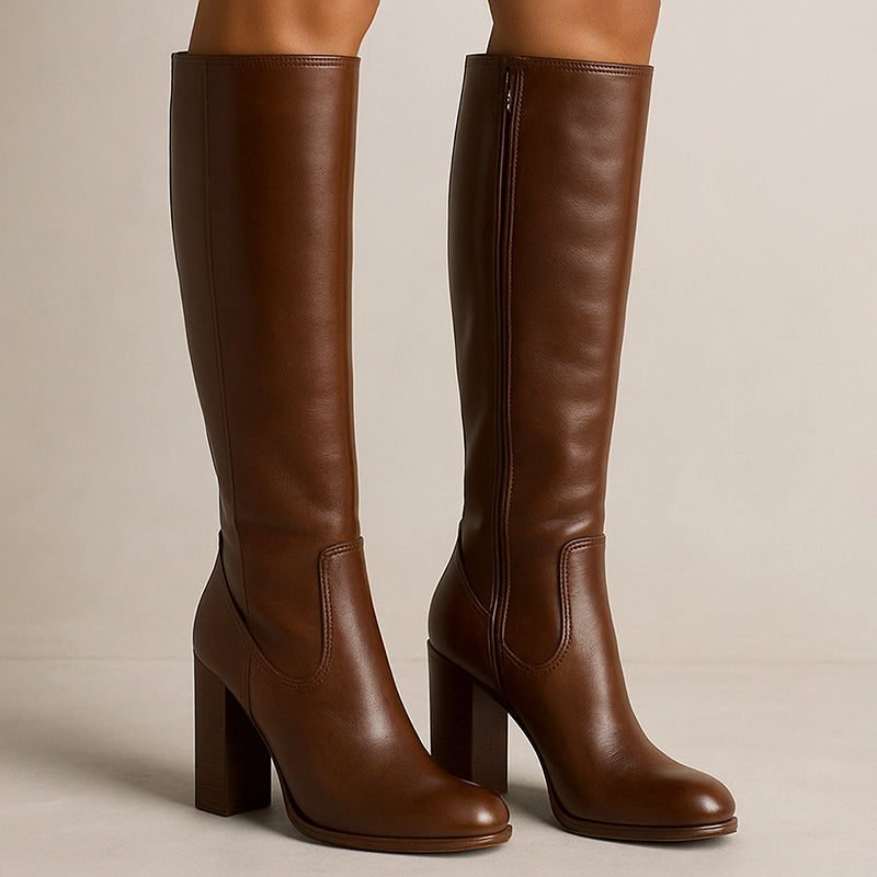 Melany - Women's Classic Knee-High Zip-Up Boots
