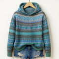 Melody - Women's Fair Isle Knit Hooded Sweater